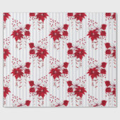 Red & White Poinsettias Blumenweihnachtsfest Geschenkpapier (Flach)