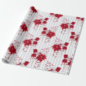 Red & White Poinsettias Blumenweihnachtsfest Geschenkpapier (Ungerollt)