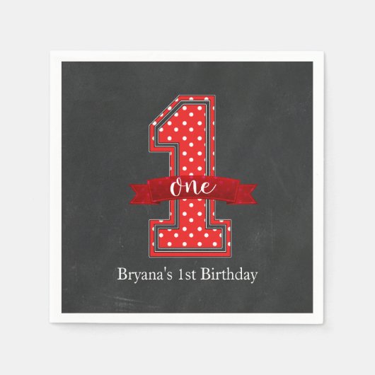 Red & White Polka Dot 1 Party 1 Serviette (Vorderseite)