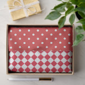 Red White Polka Dot Checkerboard Designer Seidenpapier (Geschenk)