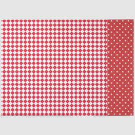 Red White Polka Dot Checkerboard Designer Seidenpapier