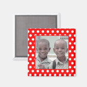 Red White Polka Dot Foto Frame Magnet (Vorderseite/Rückseite)