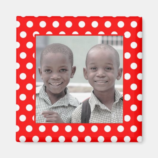 Red White Polka Dot Foto Frame Magnet (Vorne)