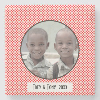 Red White Polka Dot Foto Rahmen Steinuntersetzer