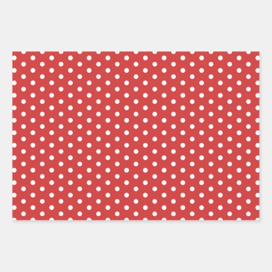 Red White Polka Dot Geschenkpapier Set (Vorderseite)