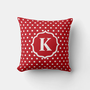 Red White Polka Dot Monogram Kissen