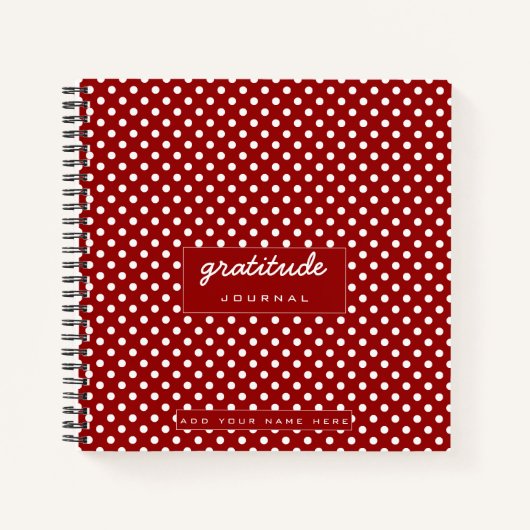 Red White Polka Dot Muster Dankbarkeit Journal Notizblock (Vorderseite)