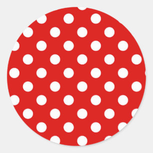 Red & White Polka Dot Muster Runder Aufkleber