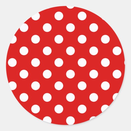 Red & White Polka Dot Muster Runder Aufkleber (Vorderseite)
