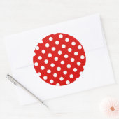 Red & White Polka Dot Muster Runder Aufkleber (Umschlag)
