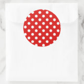Red & White Polka Dot Muster Runder Aufkleber (Tasche)