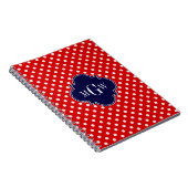 Red White Polka Dot Navy Quarto 3 Monogramm Notizblock (Rechte Seite)