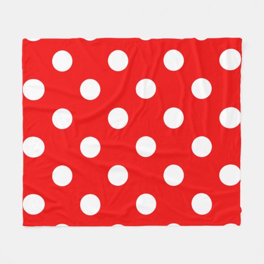 Red White Polka Dot Pattern Fleecedecke (Vorderseite (Horizontal))