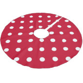 Red & White Polka Dot Polyester Weihnachtsbaumdecke (Schrägansicht)