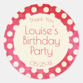 Red White Polka Dot Runder Aufkleber