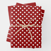 Red White Polka Dot Stropes Geschenkpapier Set (Beispiel)