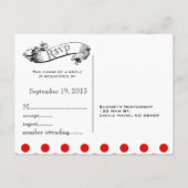 Red & White Polka Dot Wedding RSVP Postcard Einladungspostkarte (Rückseite)