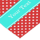 Red White Polka Dots Bright Aqua Ribbon Monogram Kurzer Tischläufer (Ecke)