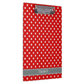 Red White Polka Dots Charcoal Ribbon Monogram Klemmbrett (Rechts)