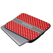 Red White Polka Dots Charcoal Ribbon Monogram Laptopschutzhülle (Vorne Knopf)