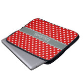 Red White Polka Dots Charcoal Ribbon Monogram Laptopschutzhülle (Vorne Knopf)