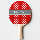 Red White Polka Dots Charcoal Ribbon Monogram Tischtennis Schläger (Rückseite)
