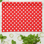 Red White Polka Dots Design Geschirrtuch (Gefaltet)