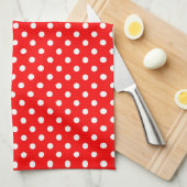 Red White Polka Dots Design Geschirrtuch (Viertel Falte)
