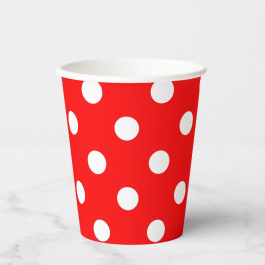 Red White Polka Dots Design Pappbecher (Vorderseite)