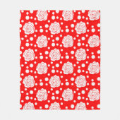 Red White Polka Dots Floral Illustration Design Fleecedecke (Vorderseite)