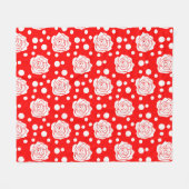 Red White Polka Dots Floral Illustration Design Fleecedecke (Vorderseite (Horizontal))