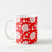 Red White Polka Dots Floral Illustration Design Kaffeetasse (Links)