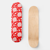 Red White Polka Dots Floral Illustration Design Skateboard (Vorderseite)