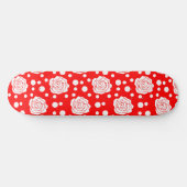 Red White Polka Dots Floral Illustration Design Skateboard (Horizontal)