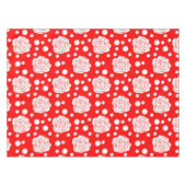 Red White Polka Dots Floral Illustration Design Tischdecke (Vorderseite (Horizontal))