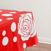 Red White Polka Dots Floral Illustration Design Tischdecke (Beispiel)