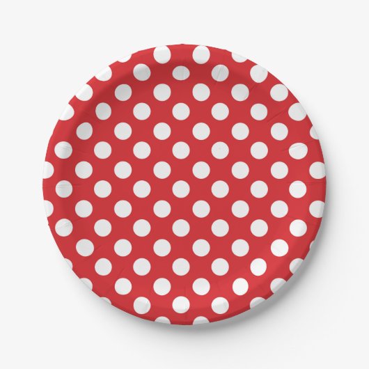 Red & White Polka Dots Geburtstagsparty Pappteller (Vorderseite)