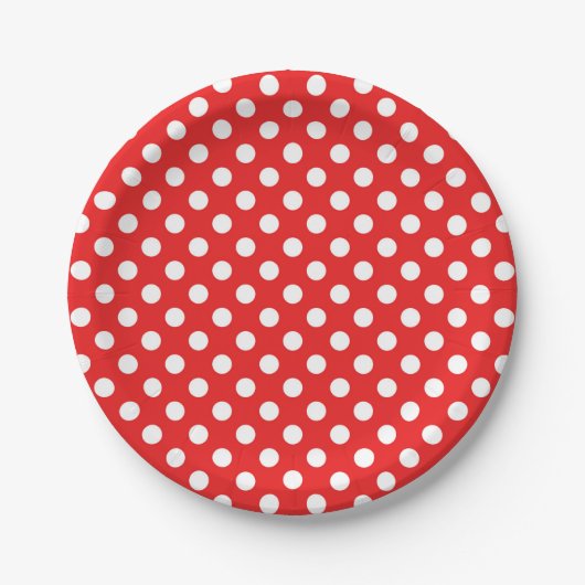 Red & White Polka Dots Geburtstagsparty Pappteller (Vorderseite)