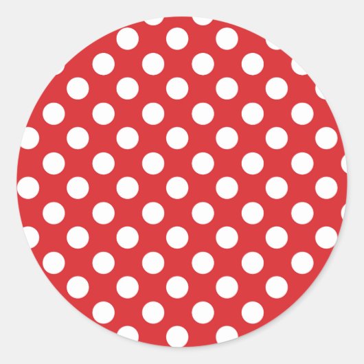 Red & White Polka Dots Geburtstagsparty Runder Aufkleber (Vorderseite)