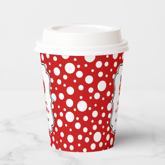Red White Polka Dots Ladybug Frame Kindergeburtsta Pappbecher (Links)