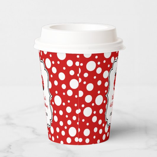 Red White Polka Dots Ladybug Frame Kindergeburtsta Pappbecher (Rechts)