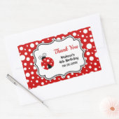 Red White Polka Dots Ladybug Frame Kindergeburtsta Rechteckiger Aufkleber (Umschlag)