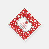 Red White Polka Dots Ladybug Frame Kindergeburtsta Serviette (Ecke)