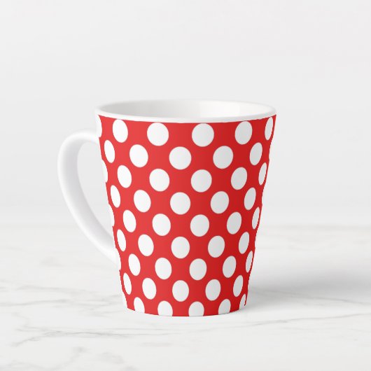 Red White Polka Dots Retro Muster Design Milchtasse (Linke Ecke)