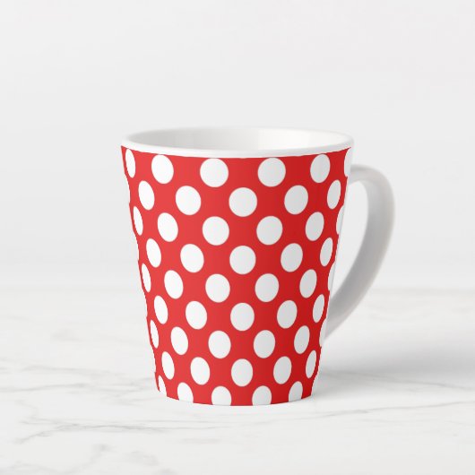 Red White Polka Dots Retro Muster Design Milchtasse (Rechte Ecke)