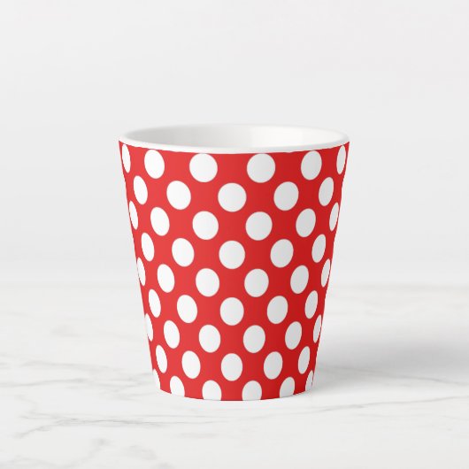 Red White Polka Dots Retro Muster Design Milchtasse (Vorderseite)