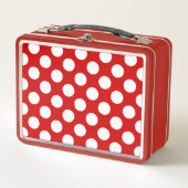 Red White Polka Dots Retro Muster Metall Brotdose (Vorderseite)