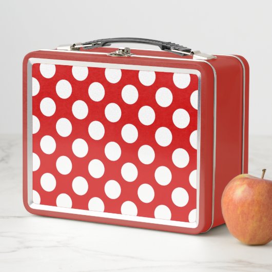 Red White Polka Dots Retro Muster Metall Brotdose (Beispiel)