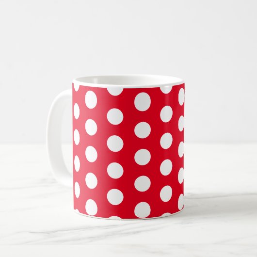 Red & White Polka Dots Tasse (Vorderseite Links)