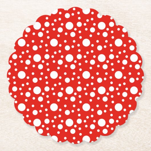 Red White Polka Dots Untersetzer (Vorderseite)